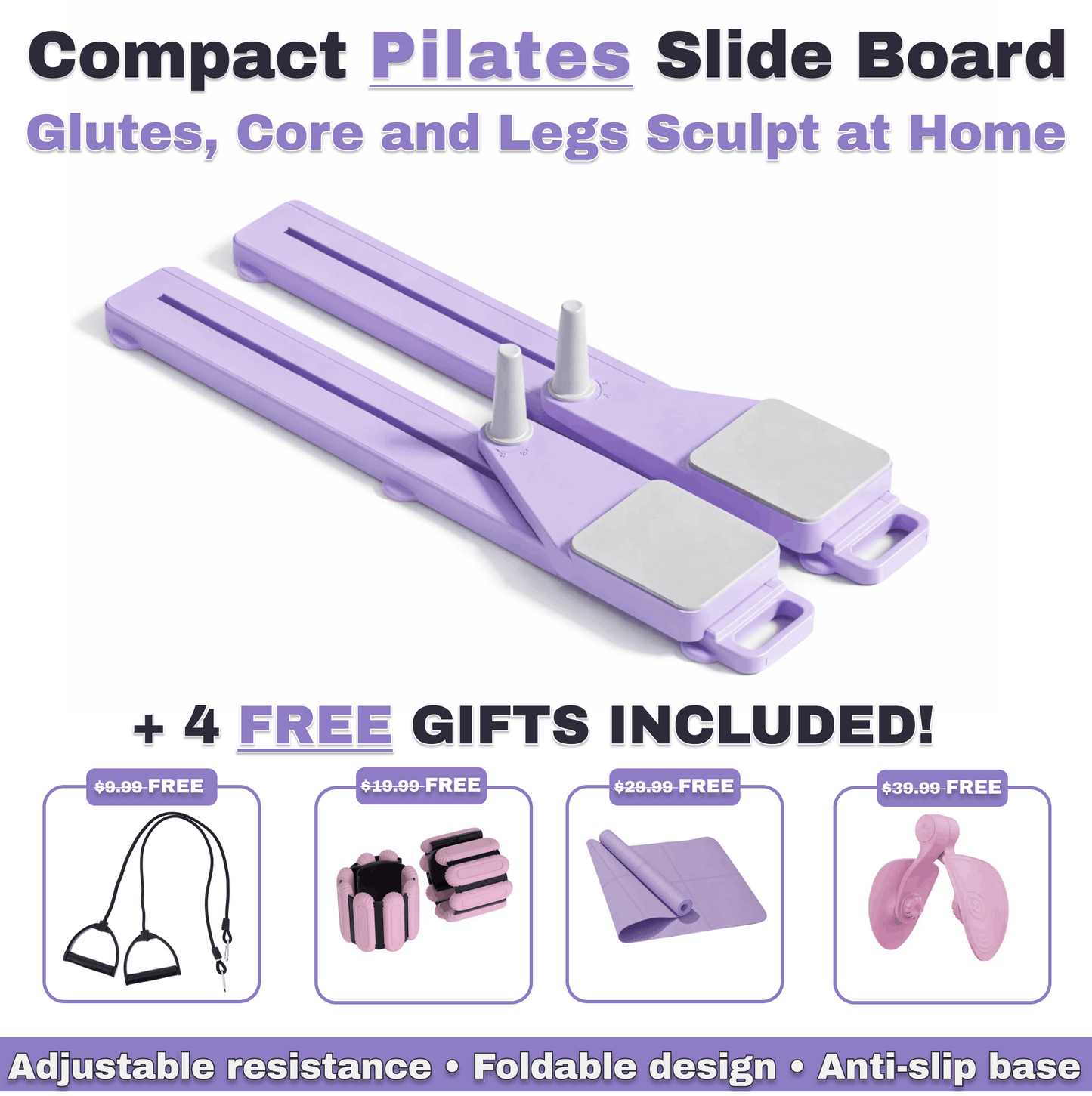 Compact Pilates Slide Board