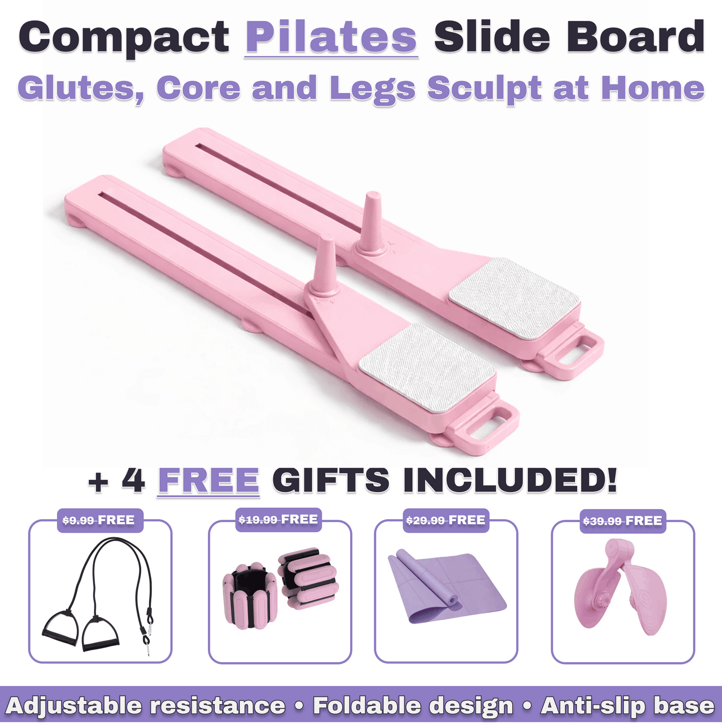 Compact Pilates Slide Board